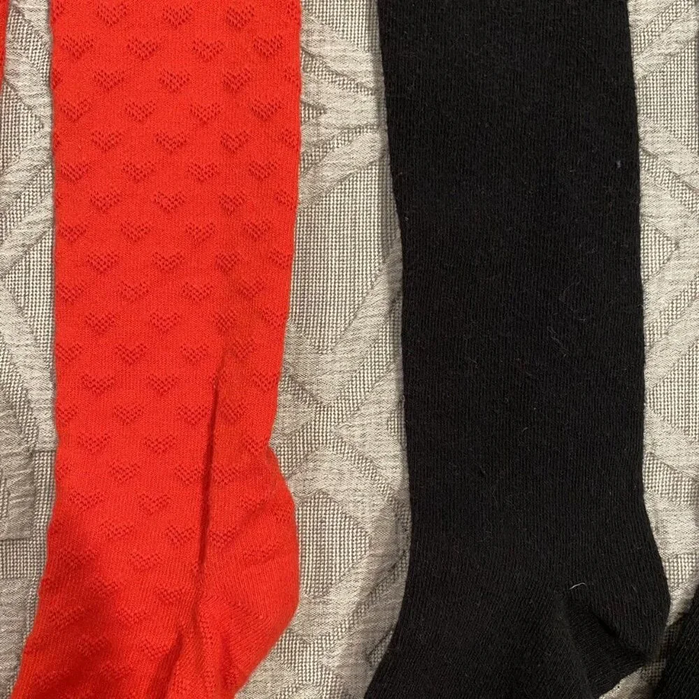 Girls Sz 4-6X Tights Bundle - Red & Black